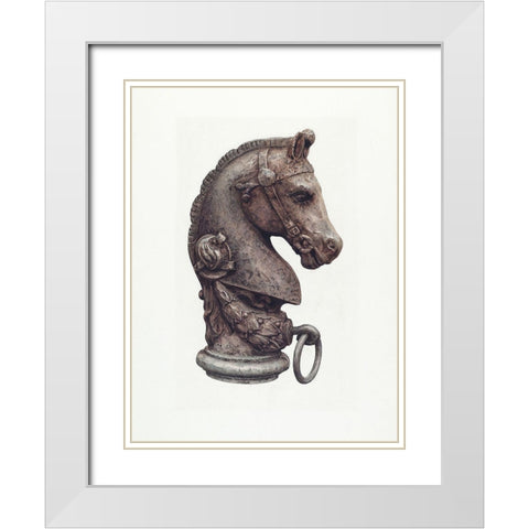 Hitching Post 1935 White Modern Wood Framed Art Print with Double Matting by Vintage Drawings