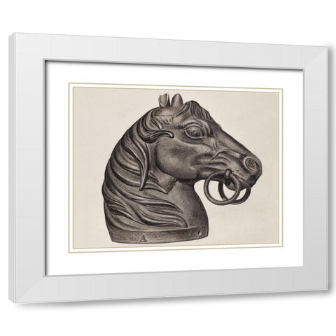 Hitching Post 1935 White Modern Wood Framed Art Print with Double Matting by Vintage Drawings