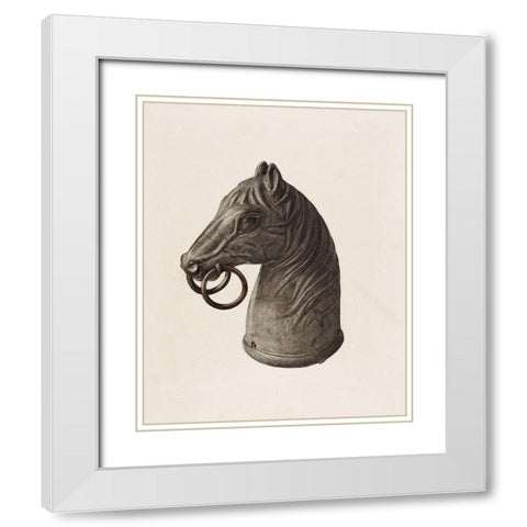 Hitching Post 1940 White Modern Wood Framed Art Print with Double Matting by Vintage Drawings