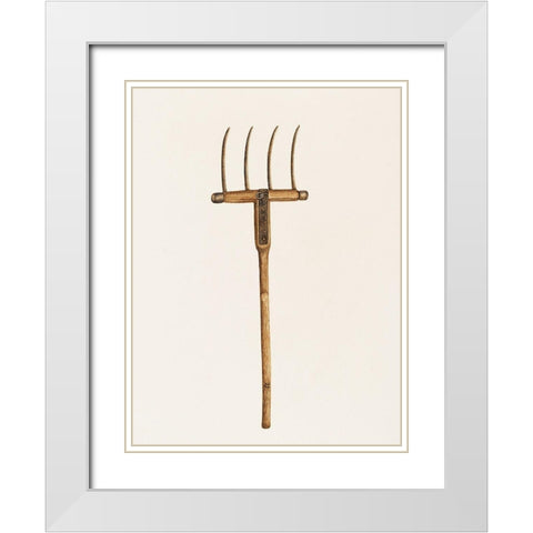 Hay Fork 1941 White Modern Wood Framed Art Print with Double Matting by Godfrey, Frances