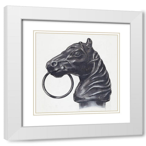 Horse Head Hitching Post 1936 White Modern Wood Framed Art Print with Double Matting by Hastings, C.H.