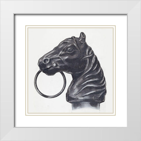 Horse Head Hitching Post 1936 White Modern Wood Framed Art Print with Double Matting by Hastings, C.H.