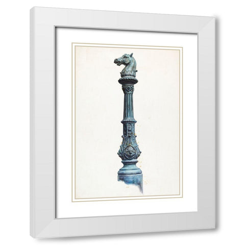 Horse Head Hitching Post 1937 White Modern Wood Framed Art Print with Double Matting by Fairchild, Elizabeth