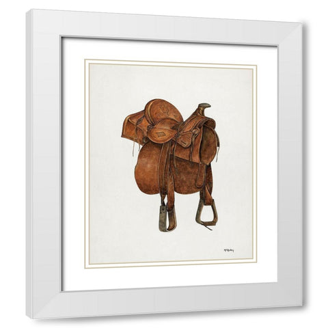 Leather Saddle 1940 White Modern Wood Framed Art Print with Double Matting by McAuley, William