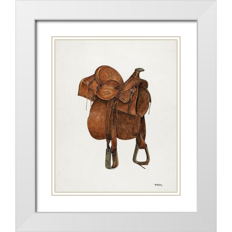 Leather Saddle 1940 White Modern Wood Framed Art Print with Double Matting by McAuley, William