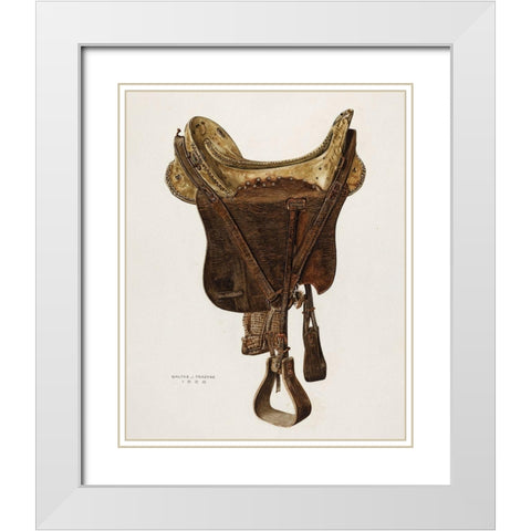 McLellan Saddle 1938 White Modern Wood Framed Art Print with Double Matting by Praefke, Walter