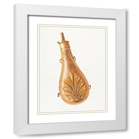 Powder Flask 1935 White Modern Wood Framed Art Print with Double Matting by Vintage Drawings