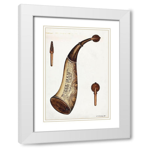 Powder Horn 1937 White Modern Wood Framed Art Print with Double Matting by McAuley, William