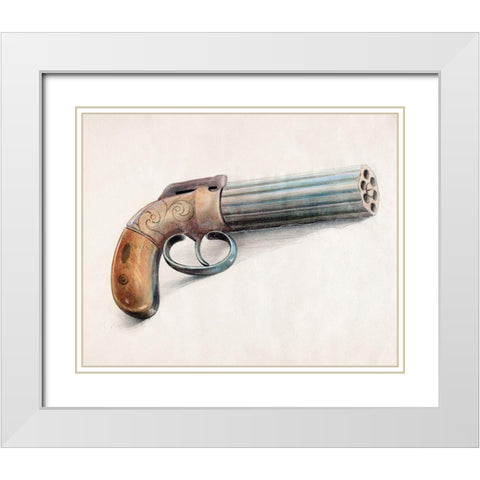 Revolving Pistol 1936 White Modern Wood Framed Art Print with Double Matting by Schwabe, Erwin