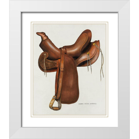 Saddle 1936 White Modern Wood Framed Art Print with Double Matting by Waddell, Harry Man