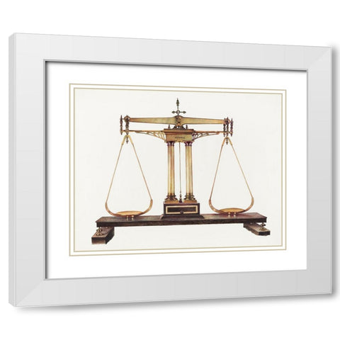 Scales for Weighing Gold 1940 White Modern Wood Framed Art Print with Double Matting by Taylor, Robert W.R.