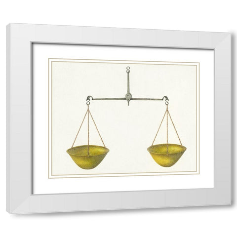 Shaker Scales 1935 White Modern Wood Framed Art Print with Double Matting by George V. Vezolles