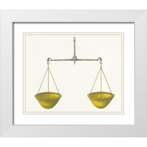 Shaker Scales 1935 White Modern Wood Framed Art Print with Double Matting by George V. Vezolles