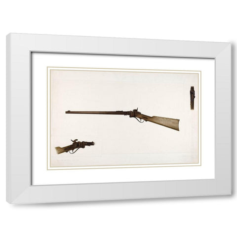 Sharps Rifle 1938 White Modern Wood Framed Art Print with Double Matting by Cheney, Clyde L.