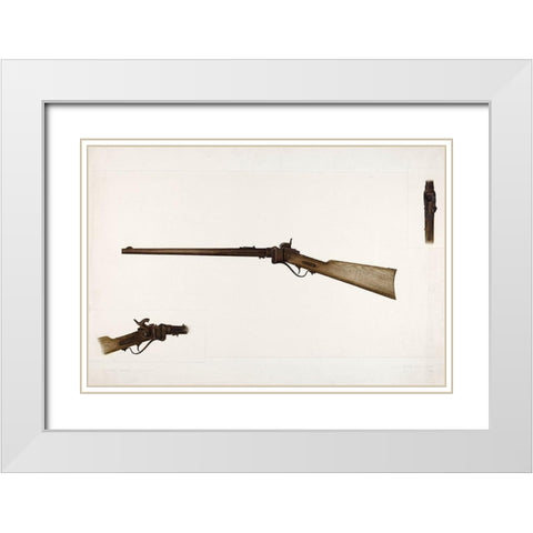 Sharps Rifle 1938 White Modern Wood Framed Art Print with Double Matting by Cheney, Clyde L.