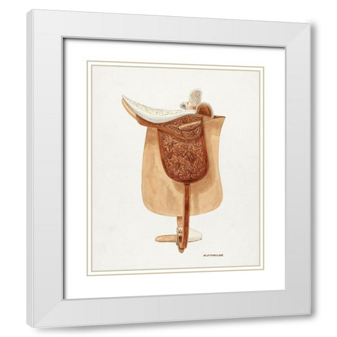 Side Saddle 1938 White Modern Wood Framed Art Print with Double Matting by Miller, Randolph F.