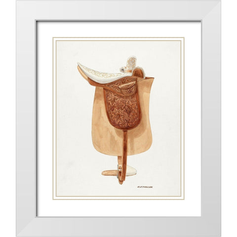 Side Saddle 1938 White Modern Wood Framed Art Print with Double Matting by Miller, Randolph F.