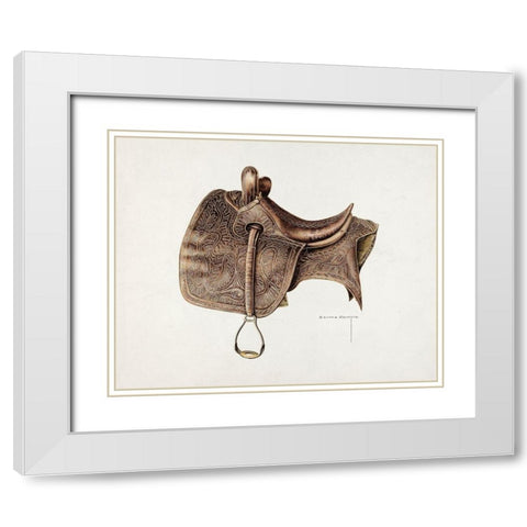 Side Saddle 1939 White Modern Wood Framed Art Print with Double Matting by Semple, Bertha