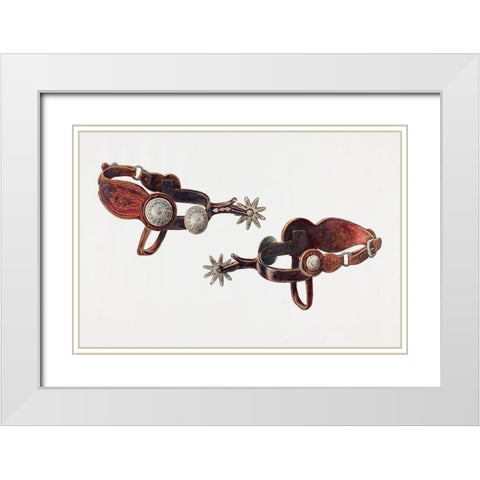 Silver Dollar Spurs 1938 White Modern Wood Framed Art Print with Double Matting by Smith, Cecil