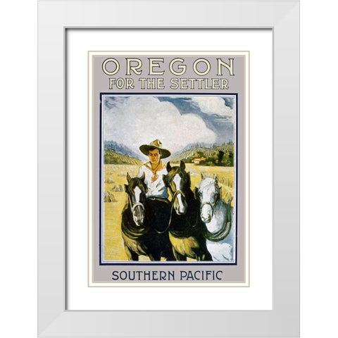 Southern Pacific Settler Brochure White Modern Wood Framed Art Print with Double Matting by Vintage Drawings
