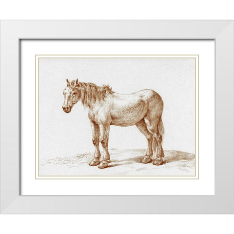 Standing Horse I White Modern Wood Framed Art Print with Double Matting by Bernard, Jean