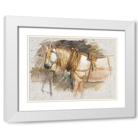 Study of a Horse-Brittany 1873 White Modern Wood Framed Art Print with Double Matting by Colman, Samuel