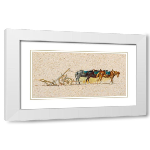 Study of Three Horses with a Plow White Modern Wood Framed Art Print with Double Matting by Colman, Samuel