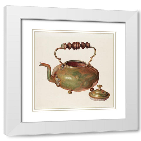 Tea Kettle 1941 White Modern Wood Framed Art Print with Double Matting by Rekucki, Michael