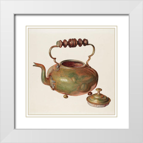 Tea Kettle 1941 White Modern Wood Framed Art Print with Double Matting by Rekucki, Michael