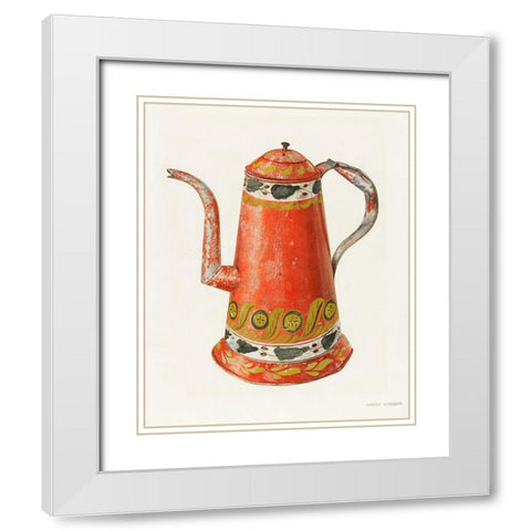 Toleware Tin Coffee Pot 1938 White Modern Wood Framed Art Print with Double Matting by Grossen, Harry