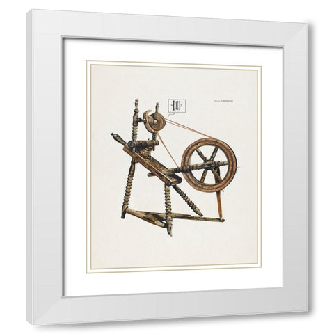 Toy Spinning Wheel 1937 White Modern Wood Framed Art Print with Double Matting by Praefke, Walter