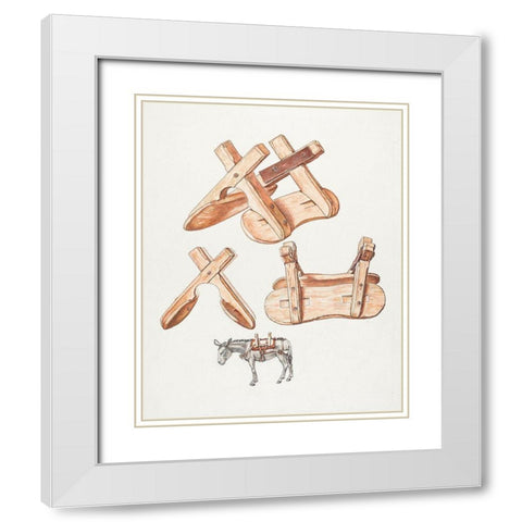 Unrigged Pack Saddle 1932 White Modern Wood Framed Art Print with Double Matting by Vintage Drawings