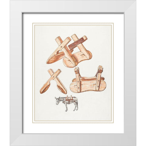 Unrigged Pack Saddle 1932 White Modern Wood Framed Art Print with Double Matting by Vintage Drawings