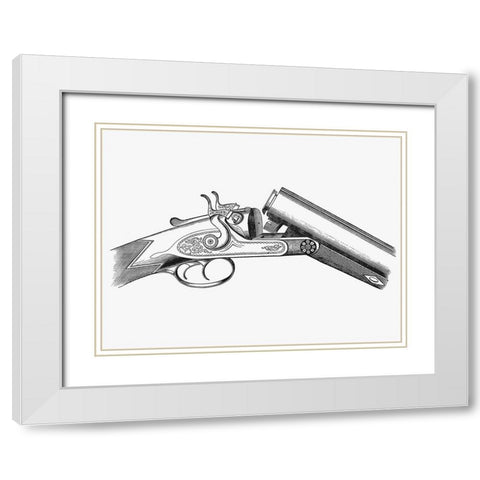Vintage Gun White Modern Wood Framed Art Print with Double Matting by Burley, S.W.