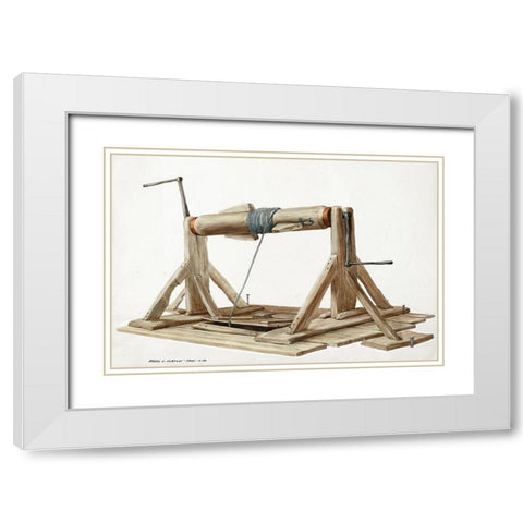 Well with Movable Beam 1937 White Modern Wood Framed Art Print with Double Matting by Claflin, Majel G.