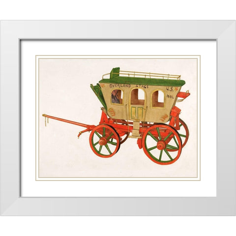 Wooden Model of Overland Stage 1937 White Modern Wood Framed Art Print with Double Matting by Chabot, Lucille