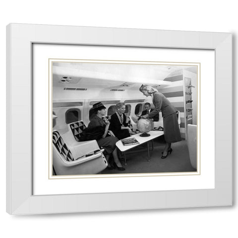 TWA Convair 880 Lounge White Modern Wood Framed Art Print with Double Matting by Vintage Photography