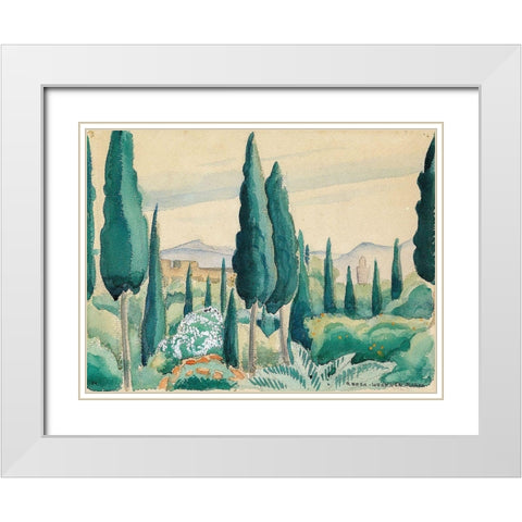 A Moroccan landscape with pine trees White Modern Wood Framed Art Print with Double Matting by Wegener, Gerda