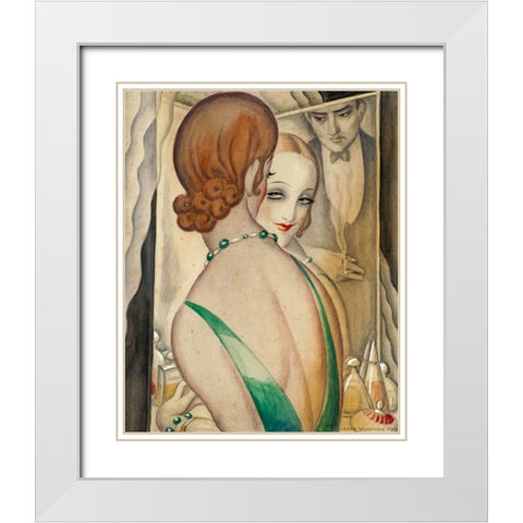 At the Mirror White Modern Wood Framed Art Print with Double Matting by Wegener, Gerda