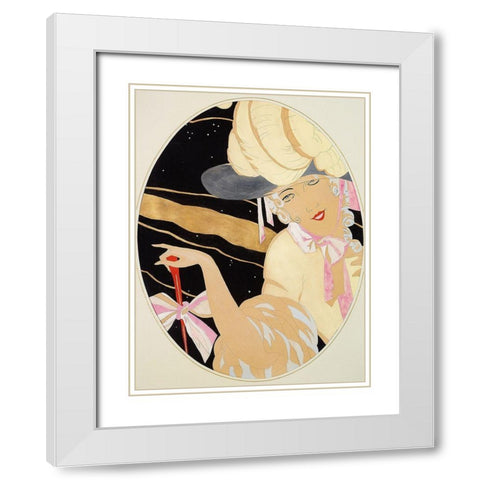 Elegant Lady White Modern Wood Framed Art Print with Double Matting by Wegener, Gerda