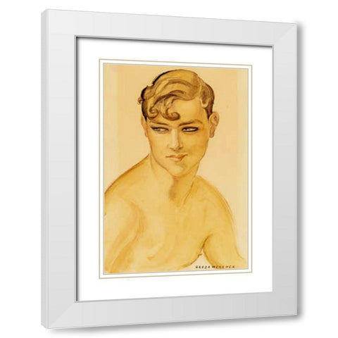 Portrait 1938 White Modern Wood Framed Art Print with Double Matting by Wegener, Gerda