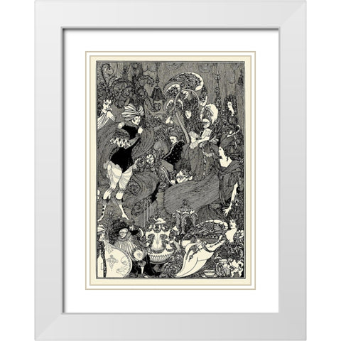 Rape of the Lock 1896 - The Cave of Spleen White Modern Wood Framed Art Print with Double Matting by Beardsley, Aubrey