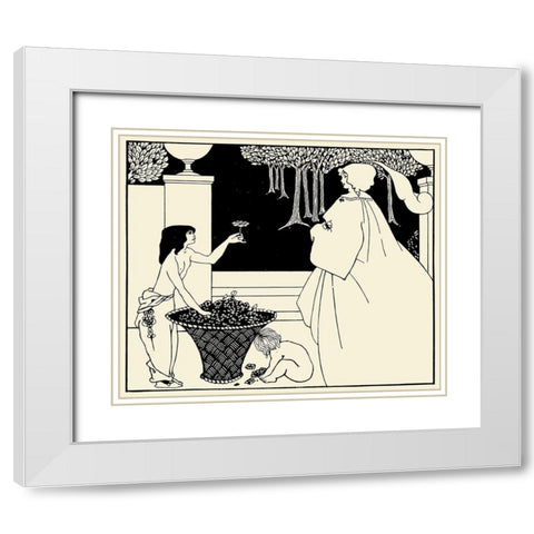 Yellow Book 1895 Vol.4 - Front cover White Modern Wood Framed Art Print with Double Matting by Beardsley, Aubrey