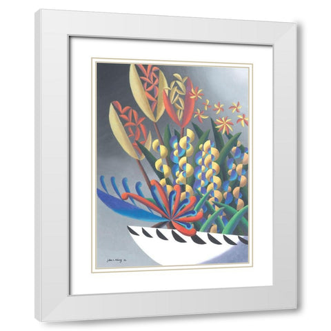 Dream Flowers III White Modern Wood Framed Art Print with Double Matting by Wang, John Z.