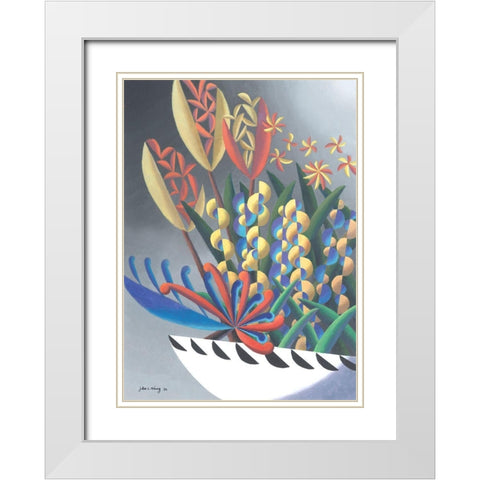 Dream Flowers III White Modern Wood Framed Art Print with Double Matting by Wang, John Z.