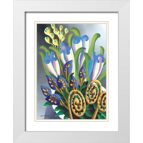 Dream Flowers V White Modern Wood Framed Art Print with Double Matting by Wang, John Z.