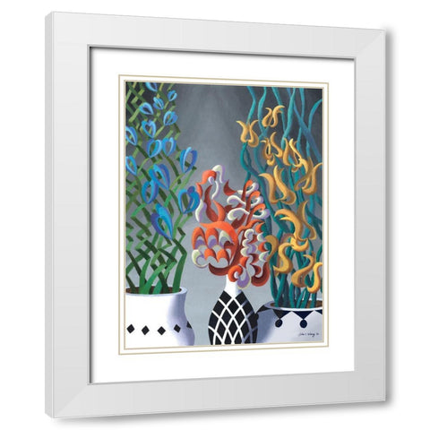 Dream Flowers VI White Modern Wood Framed Art Print with Double Matting by Wang, John Z.