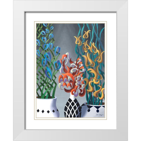 Dream Flowers VI White Modern Wood Framed Art Print with Double Matting by Wang, John Z.