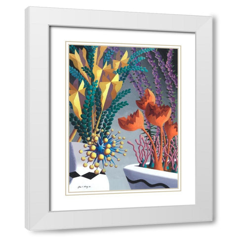 Dream Flowers VIII White Modern Wood Framed Art Print with Double Matting by Wang, John Z.