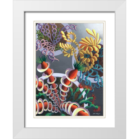 Dream Flowers IX White Modern Wood Framed Art Print with Double Matting by Wang, John Z.